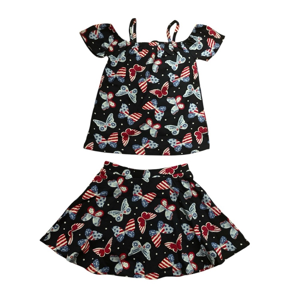 The Children's Place blue and Red butterfly 2 pieces matching set. Size 5T.